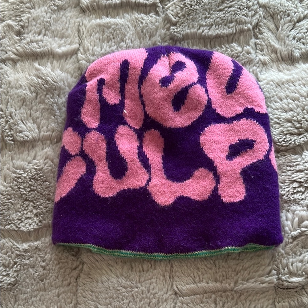 Purple and Pink Graphic Beanie